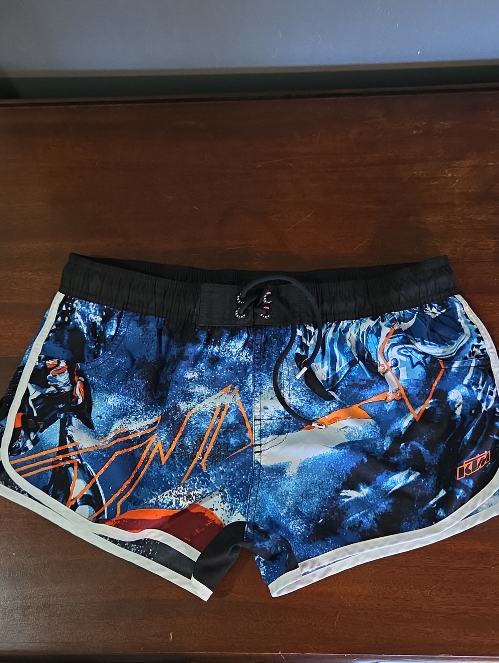 KTM Racing Board Shorts Blue & Orange Graphic Athletic Shorts Like New Size XL